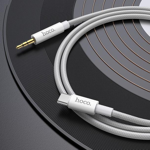 Kabel AUX Jack 3,5 mm do USB C Hoco 1 m UPA19 srebrny