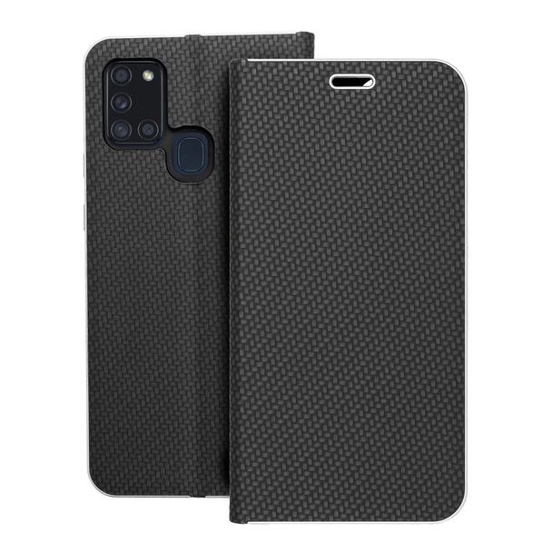 Etui z klapką na Samsung A21s Luna Book Carbon czarne