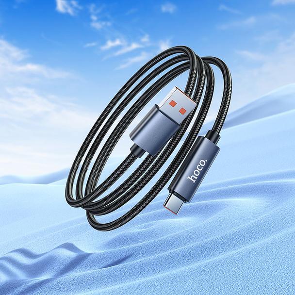 Kabel USB A do USB C Hoco 5A z wyświetlaczem 1 m X112 czarny