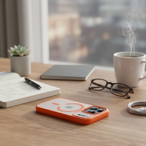 Etui na iPhone 18 Pro / 17 Pro Flexline Mag Cover zgodne z MagSafe pomarańczowe