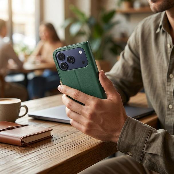 Etui z klapką na iPhone 17 PRO MAX Split Book zielono-złote