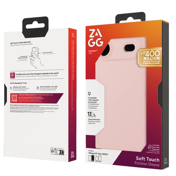 ZAGG futerał MANHATTAN SNAP kompatybilny z MagSafe do IPHONE 17 Air pink blush
