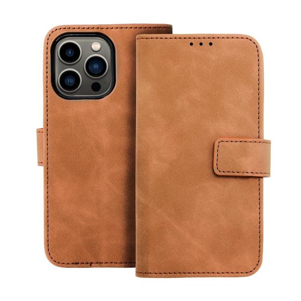 Etui z klapką na iPhone 13 PRO Tender Book brązowe