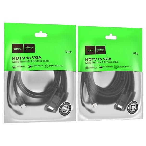 Kabel HDMI do VGA Hoco HD 1080p 2 m US12 czarny