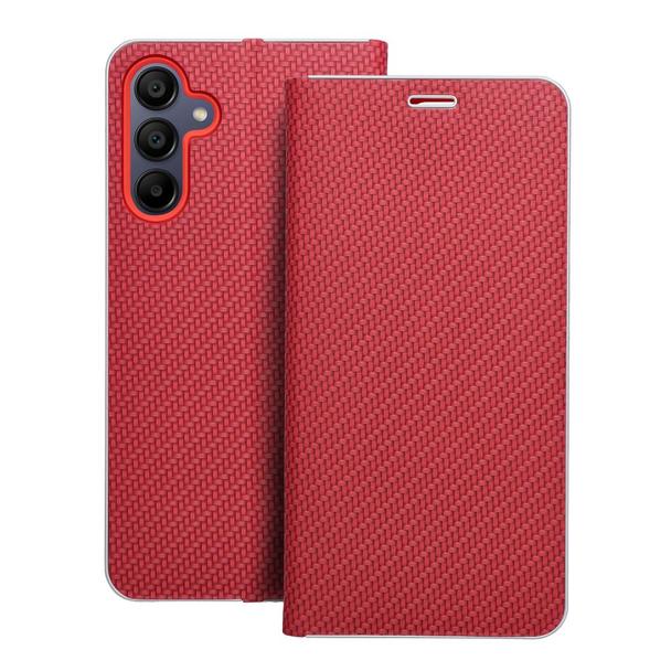 Etui z klapką na Samsung A15 4G / A15 5G Luna Book Carbon czerwone