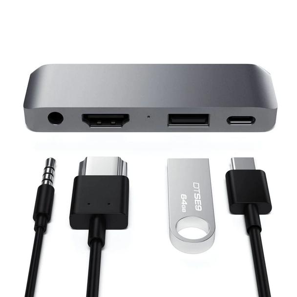 Adapter HUB 4w1 USB C Satechi Mobile Pro Hub ST-TCMPHM szary