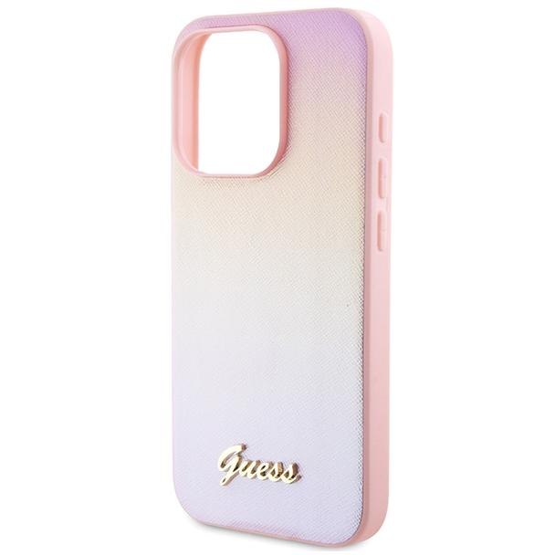 GUESS futerał do IPHONE 14 Pro GUHCP14LPSAIRSP (Saffiano Iridescent Script) pink
