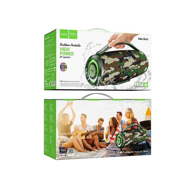 Głośnik bezprzewodowy LED 2 x 15W 4h Hoco HA4 MINI zielony kamuflaż