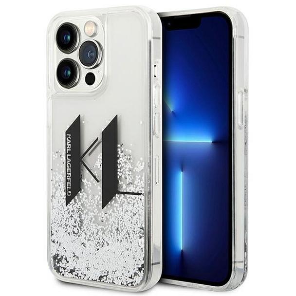 KARL LAGERFELD futerał do IPHONE 14 Pro KLHCP14LLBKLCS (Liguid Glitter Big KL Logo) srebrny