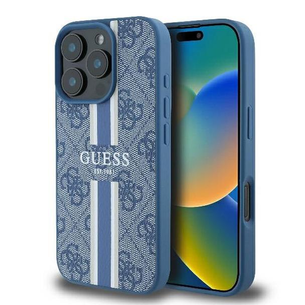 GUESS futerał do IPHONE 16 Pro kompatybilny z MagSafe GUHMP16LP4RPSB (4G Printed Stripes) niebieski