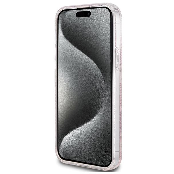 GUESS futerał do IPHONE 15 kompatybilny z MagSafe GUHMP15SHGCUSTGP (IML GCUBE) różowy