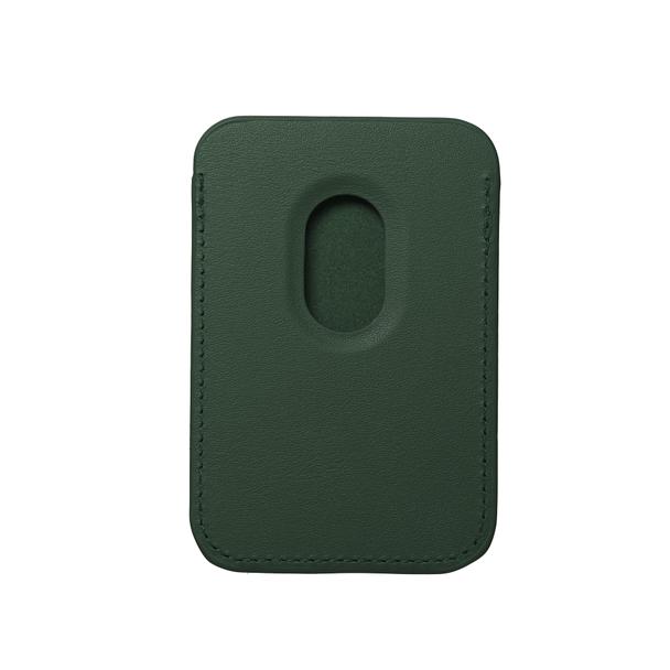Portfel magnetyczny na karty LEATHER MAG WALLET kompatybilny z MagSafe  ciemny zielony