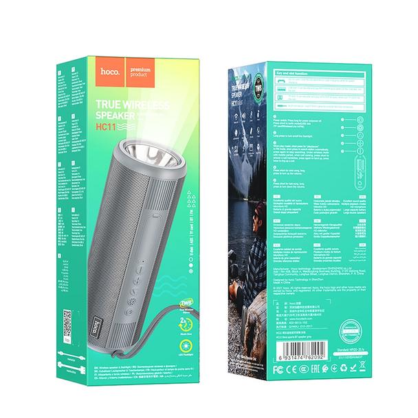 Głośnik bluetooth z latarką 2 x 15W 2h Hoco HC11 szary