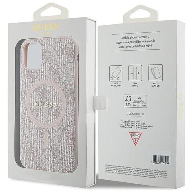 GUESS futerał do IPHONE 11 kompatybliny z MagSafe GUHMN61G4GFRP (4G Ring classic logo) różowy