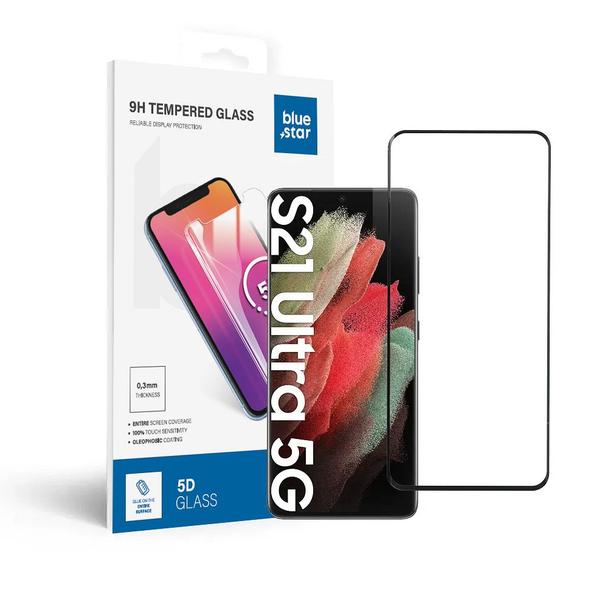 Szkło hartowane 5D do Samsung S21 ULTRA (full glue / case friendly) Blue Star czarne
