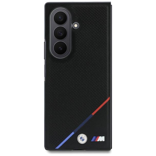 BMW futerał do SAMSUNG GALAXY Z FOLD 8 ULTRA kompatybilny z MagSafe (Leather Perforated Tricolor Stripe Metal Logos) czarny
