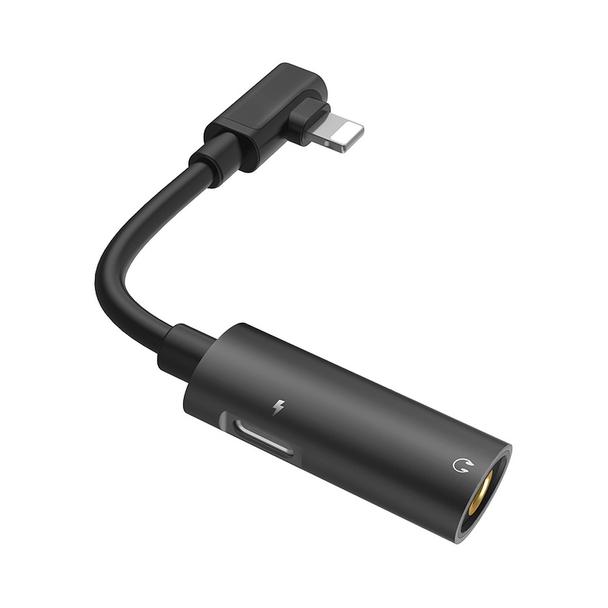Adapter AUX 2w1 USB C do Jack 3,5 mm / USB C Hoco LS19 czarny