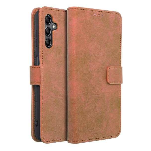 Etui z klapką na Samsung A14 4G / A14 5G Tender Book brązowe