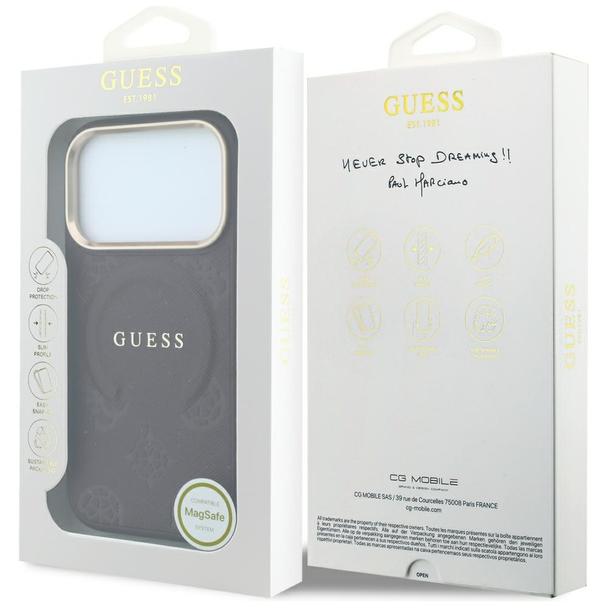 GUESS futerał do IPHONE 18 Pro/17 Pro kompatybilny z MagSafe (Saffiano Peony Ring) burgundowy