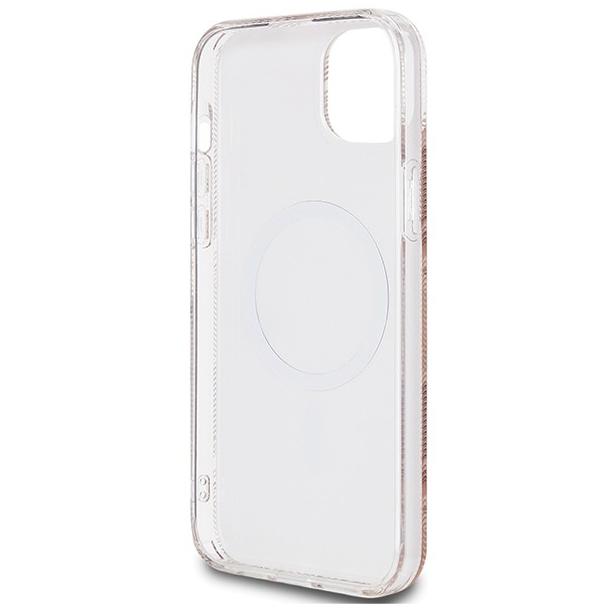 GUESS futerał do IPHONE 15 kompatybilny z MagSafe GUHMP15SHGCUSTGW (IML GCUBE) brązowy