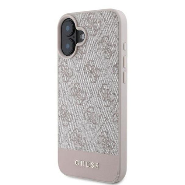GUESS futerał do IPHONE 16 GUHCP16SG4GLPI (4G PU Bottom Stripe) różowy