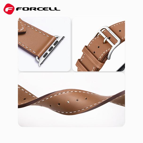 Pasek do Apple Watch Forcell F-Design FA20 dziurki skóra ekologiczna 38 / 40 / 41 mm brązowy