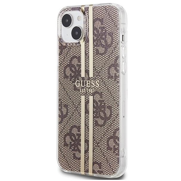 GUESS futerał do IPHONE 15 GUHCP15SH4PSEGW (4G Gold Stripe) brązowy