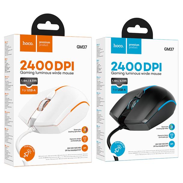 Myszka przewodowa gamingowa Hoco USB A 2400 dpi GM37 biała