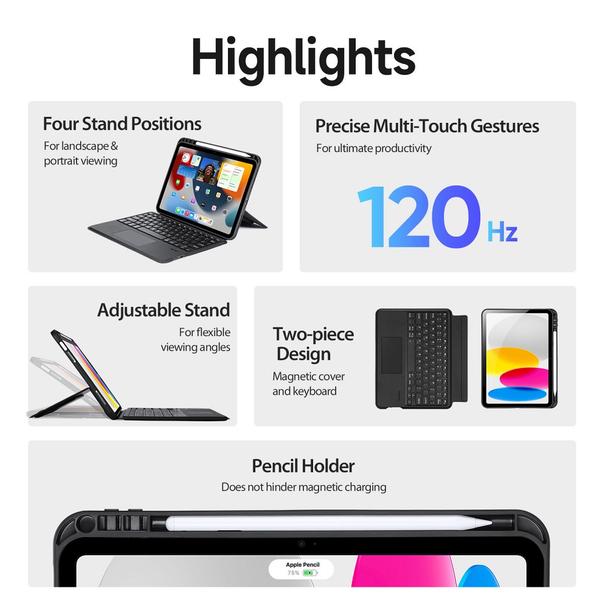 DUX DUCIS etui DK składane z klawiaturą bezprzewodową do iPad 10 (2022) czarne