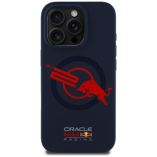 RED BULL futerał do IPHONE 16 Pro kompatybilny z MagSafe RBHMP16L24SIOLVR (Silicone ORBR20 Logo Red Lining) navy
