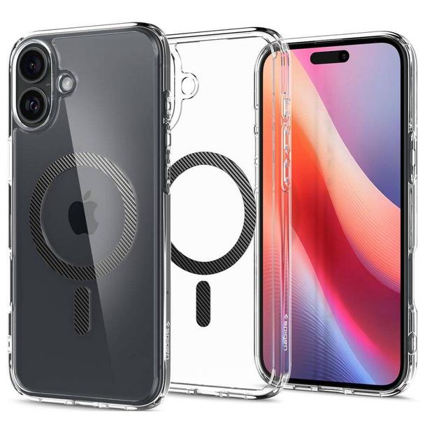 SPIGEN futerał ULTRA HYBRID MAG kompatybilny z MagSafe do IPHONE 16 carbon fiber