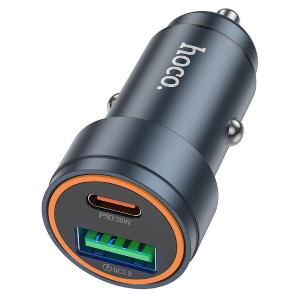 Ładowarka samochodowa Hoco USB A + USB C QC3.0 PD 3A 30W Z57A szara