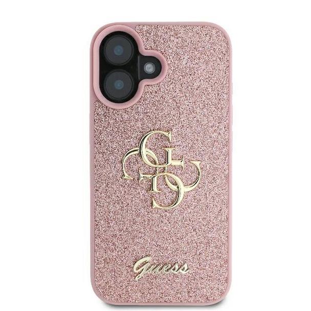GUESS futerał do IPHONE 16 Plus GUHCP16MHG4SGP (Fixed Glitter Big 4G) różowy