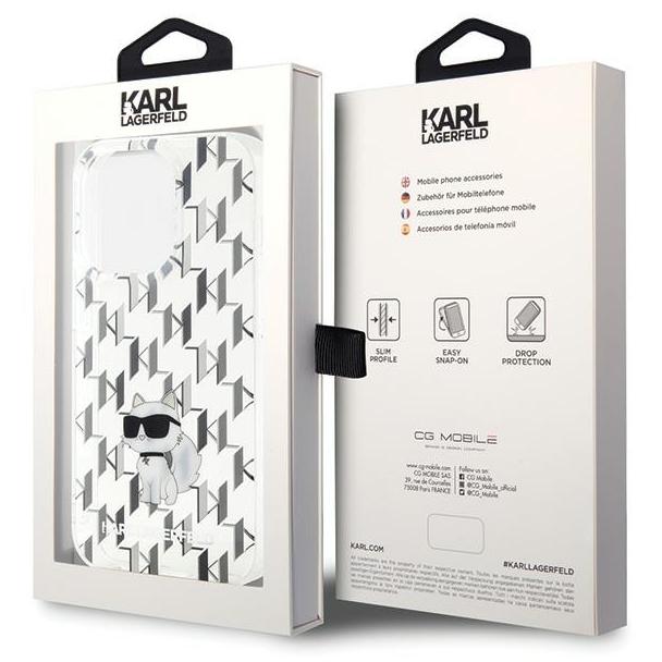 KARL LAGERFELD futerał do IPHONE 15 Pro KLHCP15LHNCMKLT (Monogram) transparentny