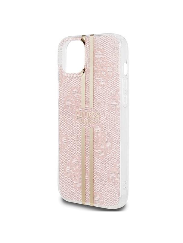 GUESS futerał do IPHONE 15 GUHCP15SH4PSEGP (4G Gold Stripe) różowy