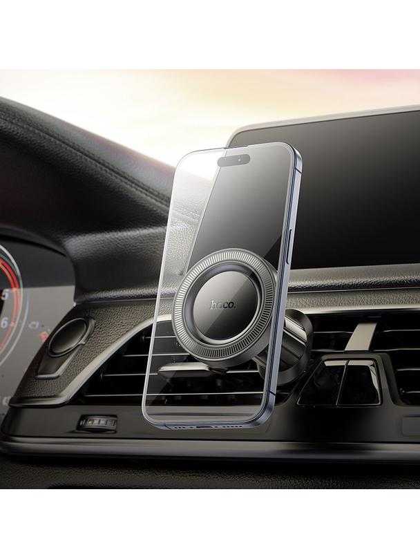 Uchwyt na telefon do samochodu magnetyczny zgodny z MagSafe Hoco do kratki H56 czarny