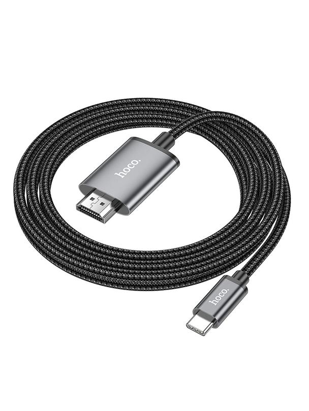 Kabel USB C do HDMI Hoco 4K 30Hz 2 m UA27 stalowy szary