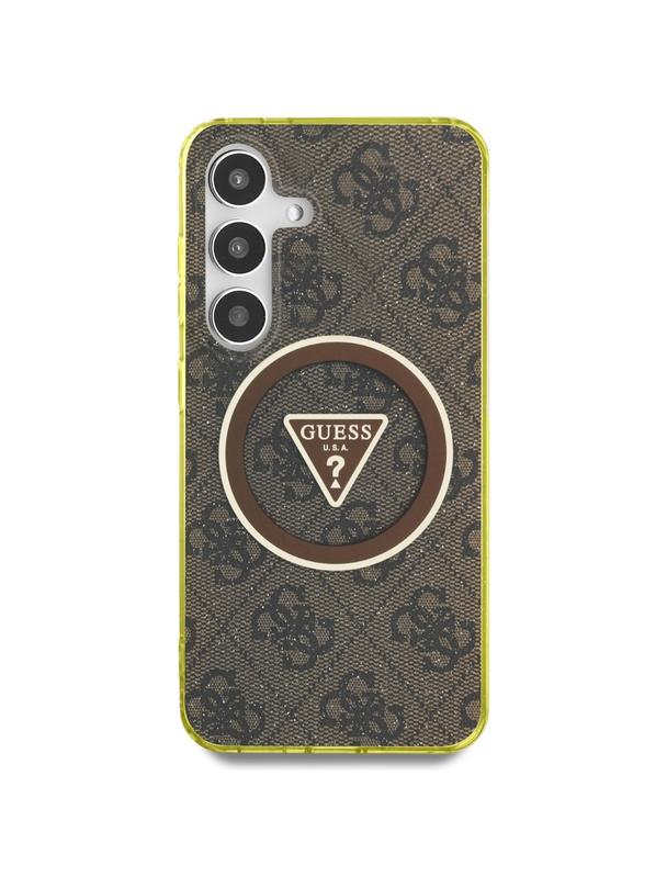 GUESS futerał do SAMSUNG S25 GUHMS25SHG4PRTGW (Magnetic IML Metal Glitter 4G Circle Triangle) brązowy