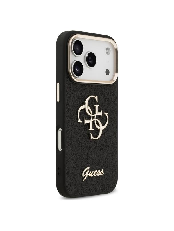 GUESS futerał do IPHONE 17 Pro GUHCP17LHG4SGCK (Fixed Glitter Big 4G Metal Frame) czarny