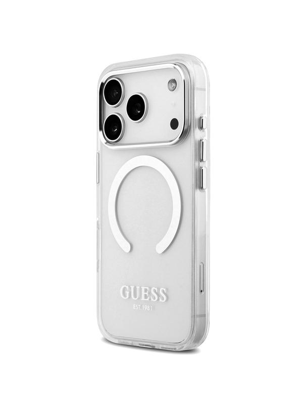 GUESS futerał do IPHONE 17 Pro kompatybilny z MagSafe GUHMP17LHTRMS (Metal Outline) srebrny