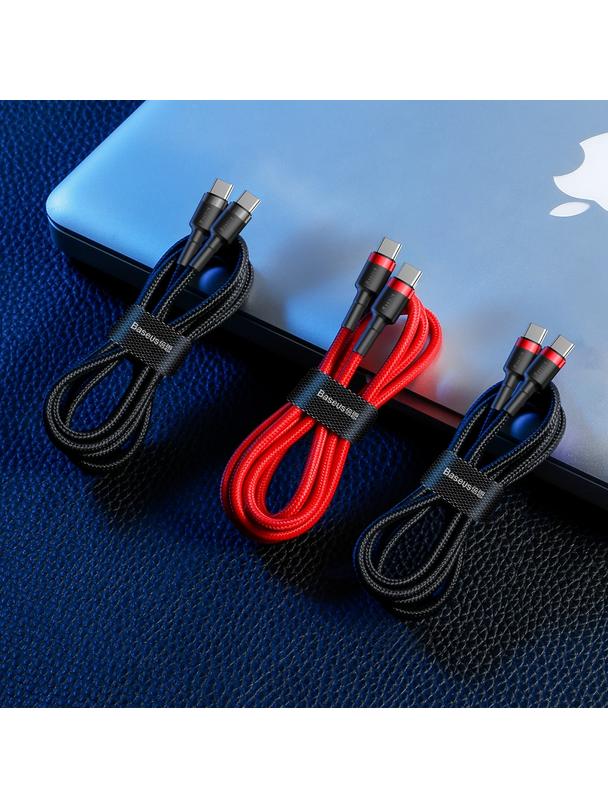 Kabel USB C do USB C Baseus 3A 1 m  CATKLF-G91 czerwono-czarny