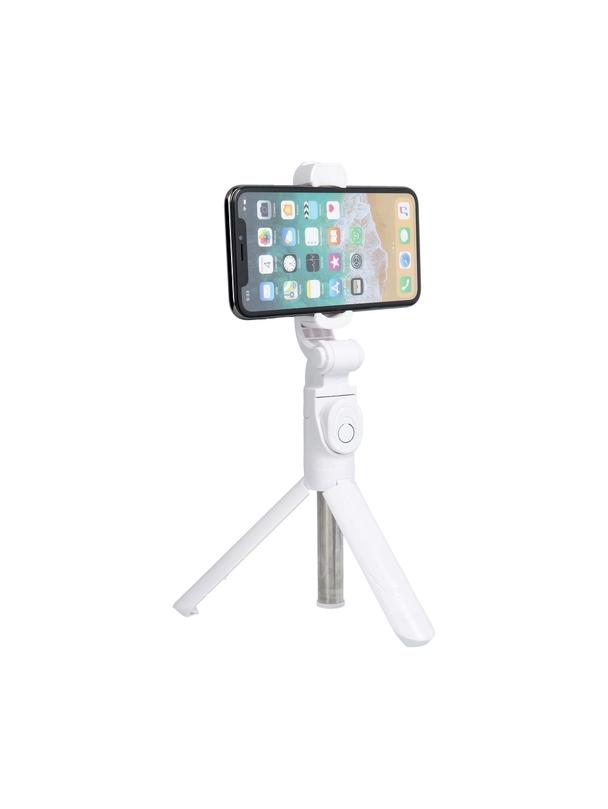 Uchwyt selfie z pilotem bezprzewodowym tripod SSTR-12 biały