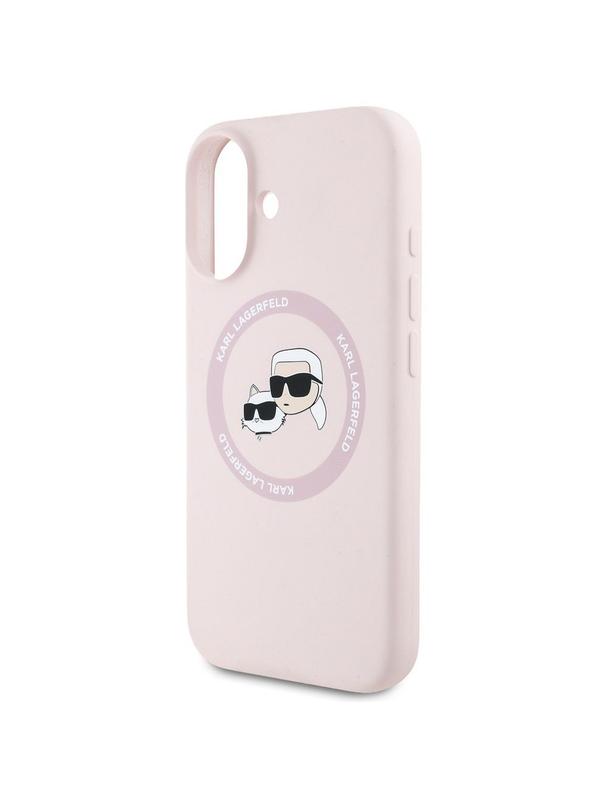 KARL LAGERFELD futerał do IPHONE 16 kompatybilny z MagSafe KLHMP16SSKCHTCP (Silicone KC Heads) różowy