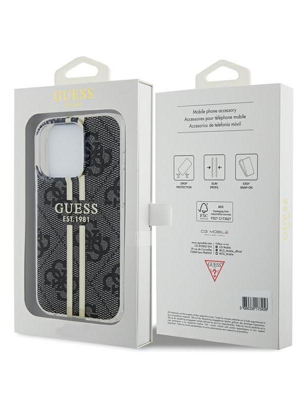 GUESS futerał do IPHONE 15 Pro Max GUHCP15XH4PSEGK (4G Gold  Stripe) czarny