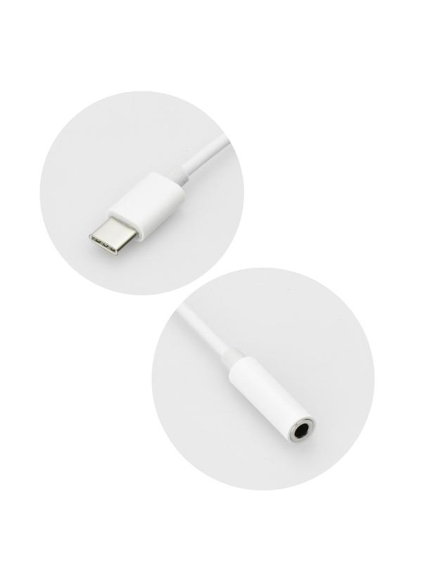 Adapter AUX Typ C (męski) do Jack 3,5 mm (żeński) biały