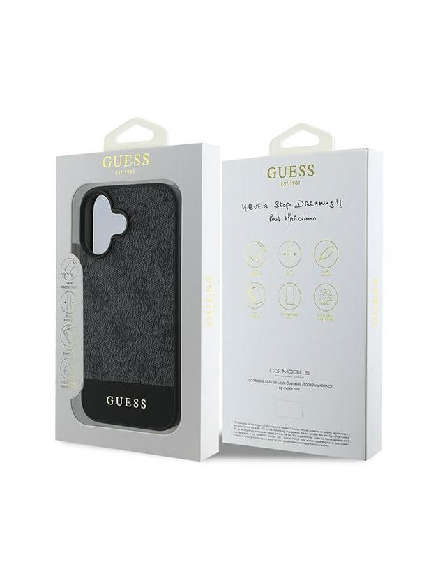 GUESS futerał do IPHONE 16 GUHCP16SG4GLGR (PC/TPU 4G PU Bottom Stripe) szary