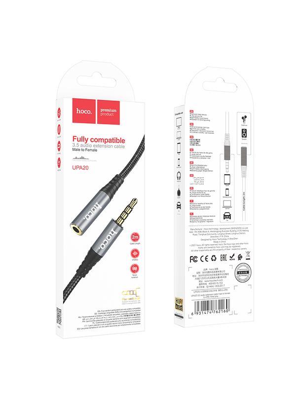 Kabel AUX Jack 3,5 mm do Jack 3,5 mm Hoco 2 m UPA20 czarny