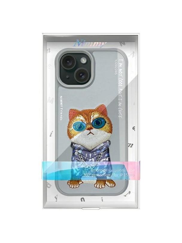 NIMMY futerał GLASSES COOL CAT do IPHONE 15 szary