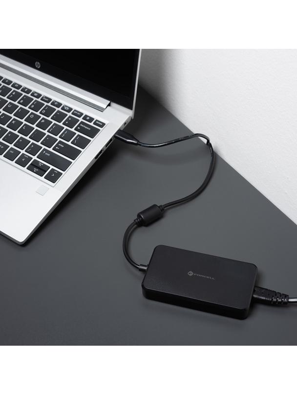 Uniwersalny zasilacz do laptopa 65W Forcell F-Energy E856 (6 końcówek) czarny