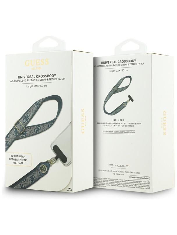 GUESS uniwesalny pasek GUUCNP4DGMB (4G PU Strap Tether Patch Strass Metal Logo) niebieski